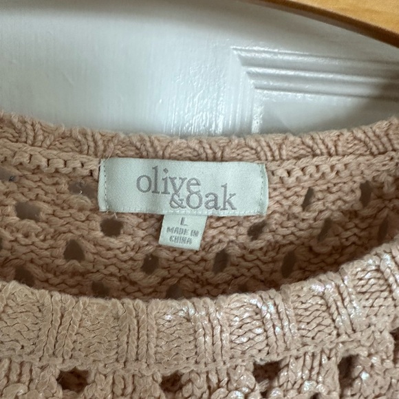 Olive & Oak Women's Beige Open-Knit Sweater - Picture 2 of 5